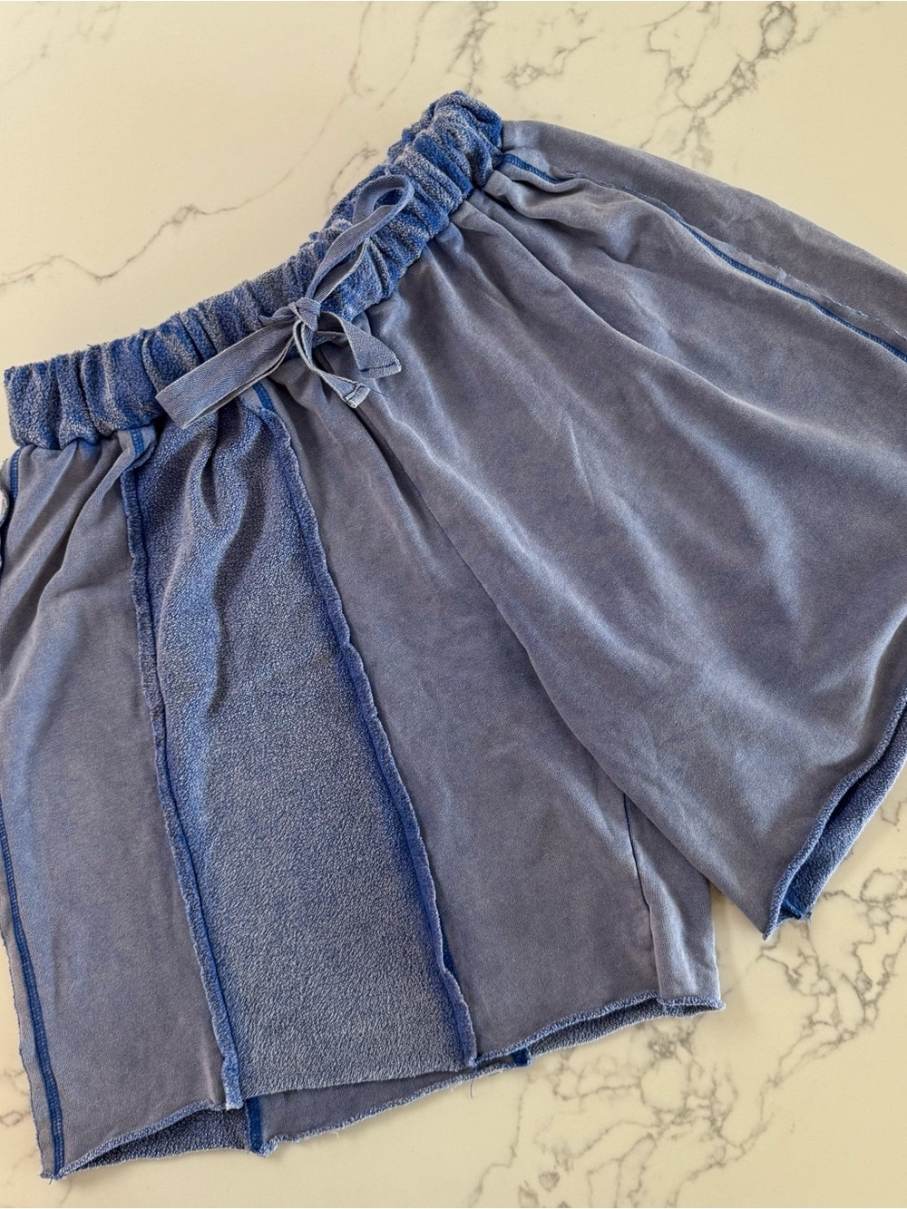 Easel Terry Cloth Lounge Shorts - Blue - Size Small
